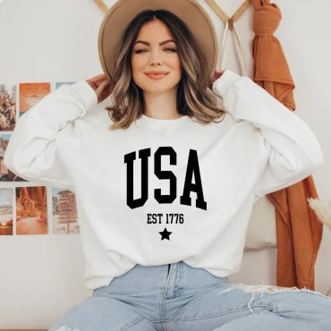 4th of July, Vintage Patriotic Crewneck Shirt