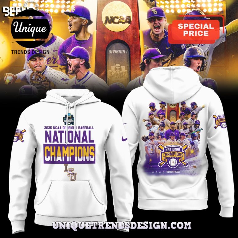 2025 National Champions LSU Tigers White Hoodie