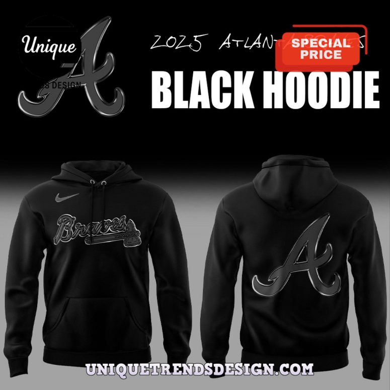 Atlanta Braves Back In Black 2025 Hoodie Pants Set