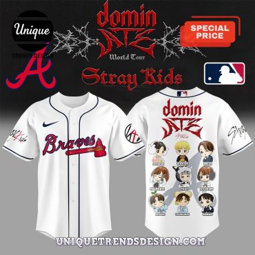Atlanta Braves x Stray Kids Tour Signature White Baseball Jersey
