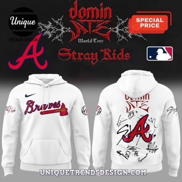 Atlanta Braves x Stray Kids Tour Signature White Hoodie Pants Set