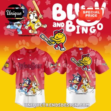 Bluey And Bingo Worcester Red Sox Baseball Jersey