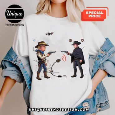 Funny Elon Musk vs Donald Trump Cartoon T-Shirt