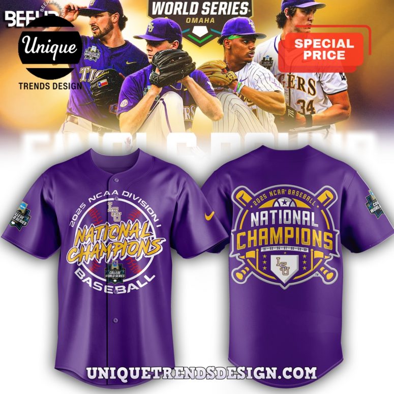 LSU Tigers 2025 National Champions Purple Baseball Jersey