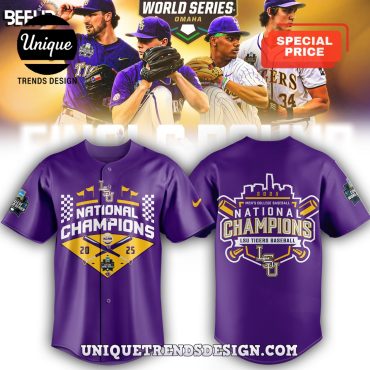 LSU Tigers 2025 NCAA Division Champions Purple Baseball Jersey