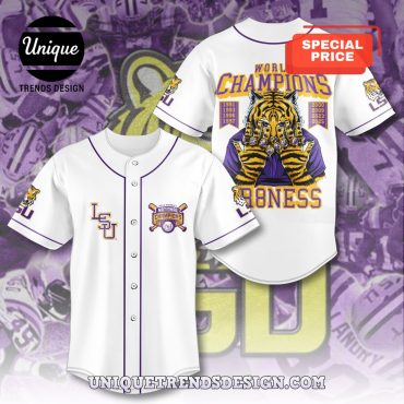 LSU Tigers 2025 NCAA World Series Champions Baseball Jersey
