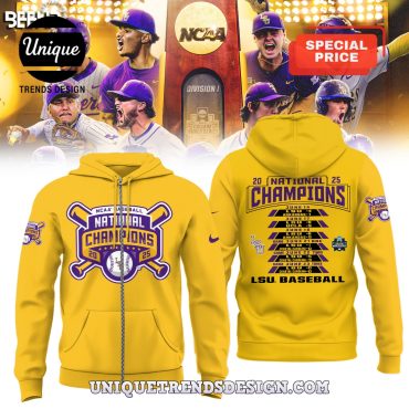 LSU Tigers 2025 World Series Champions Yellow Hoodie