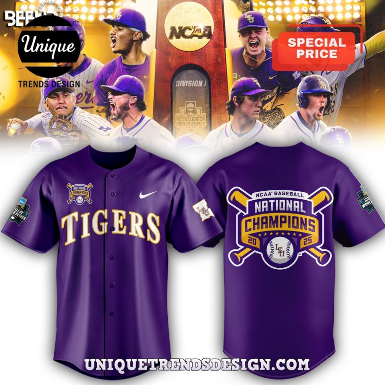 LSU Tigers 2025 World Series Purple Baseball Jersey