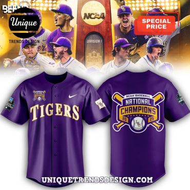 LSU Tigers 2025 World Series Purple Baseball Jersey
