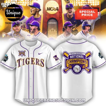 LSU Tigers 2025 World Series White Baseball Jersey