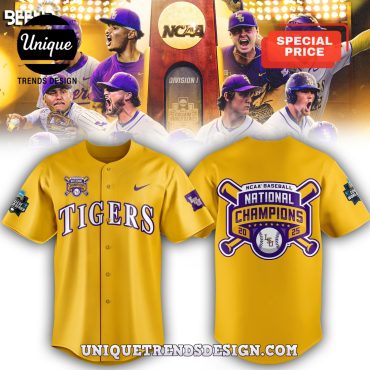 LSU Tigers 2025 World Series Yellow Baseball Jersey