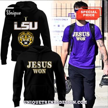 LSU Tigers Baseball Jesus Won Black Hoodie Pants Set