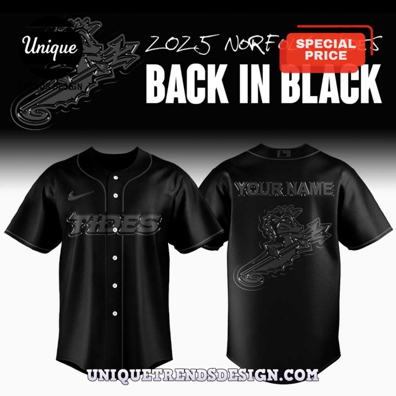 Norfolk Tides Back In Black 2025 Baseball Jersey