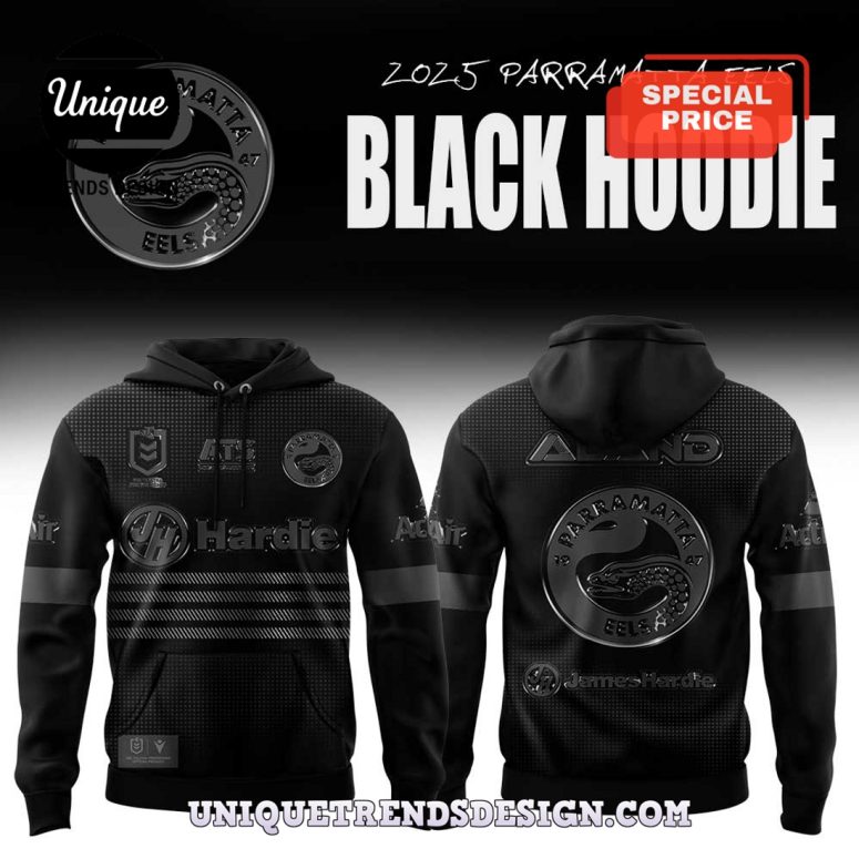 Parramatta Eels Back In Black 2025 Hoodie Pants Set
