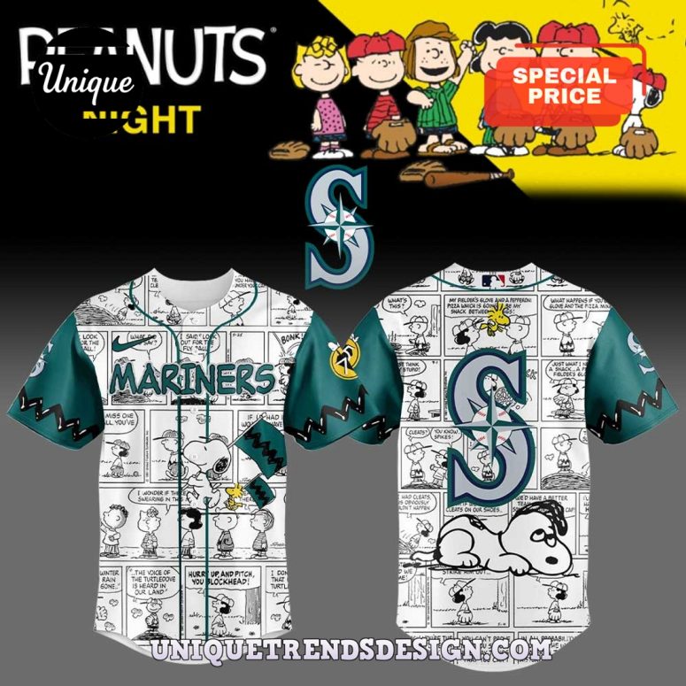 Seattle Mariners 75th Anniversary of Peanuts Plus Baseball Jersey