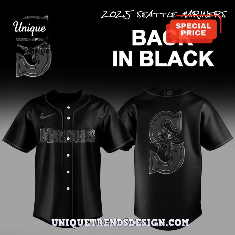 Seattle Mariners Back In Black Baseball Jersey