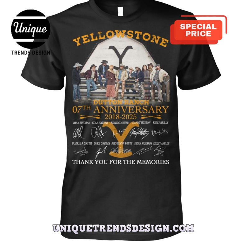 Yellowstone Dutton Ranch 07th Anniversary Signatures T-Shirt