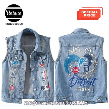 Premium Detroit Mixed Sleeveless Denim Jacket
