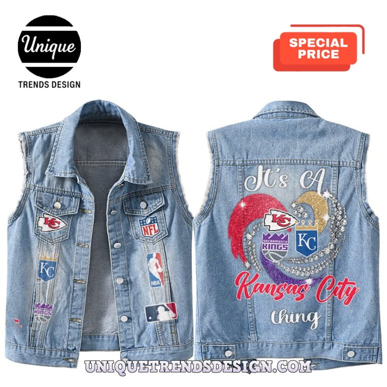 Premium Kansas City Mixed Sleeveless Denim Jacket