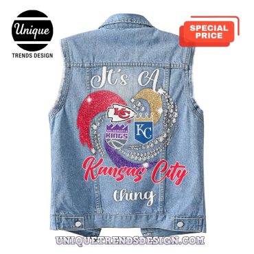 Premium Kansas City Mixed Sleeveless Denim Jacket