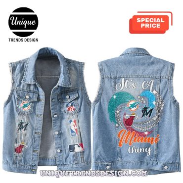Premium Miami Mixed Sleeveless Denim Jacket