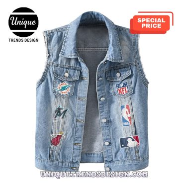 Premium Miami Mixed Sleeveless Denim Jacket