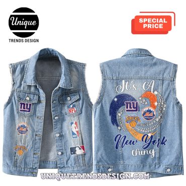 Premium New York Mixed Sleeveless Denim Jacket