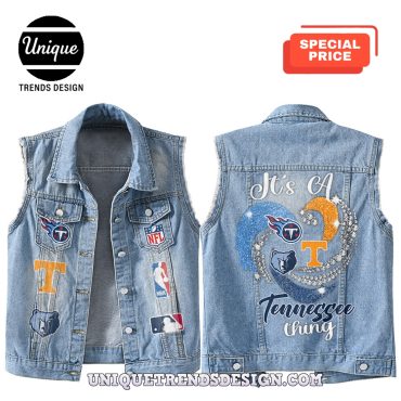 Premium Tennessee Mixed Sleeveless Denim Jacket