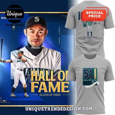 Seattle Mariners Ichiro Suzuki 2025 HOF Gray Shirt