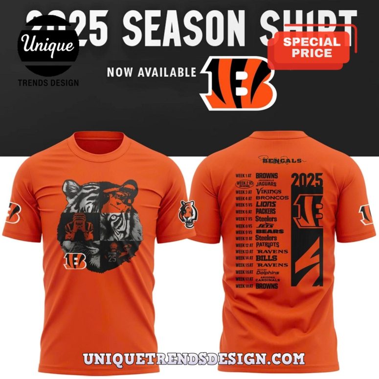 Cincinnati Bengals 2025 Season Orange Hoodie