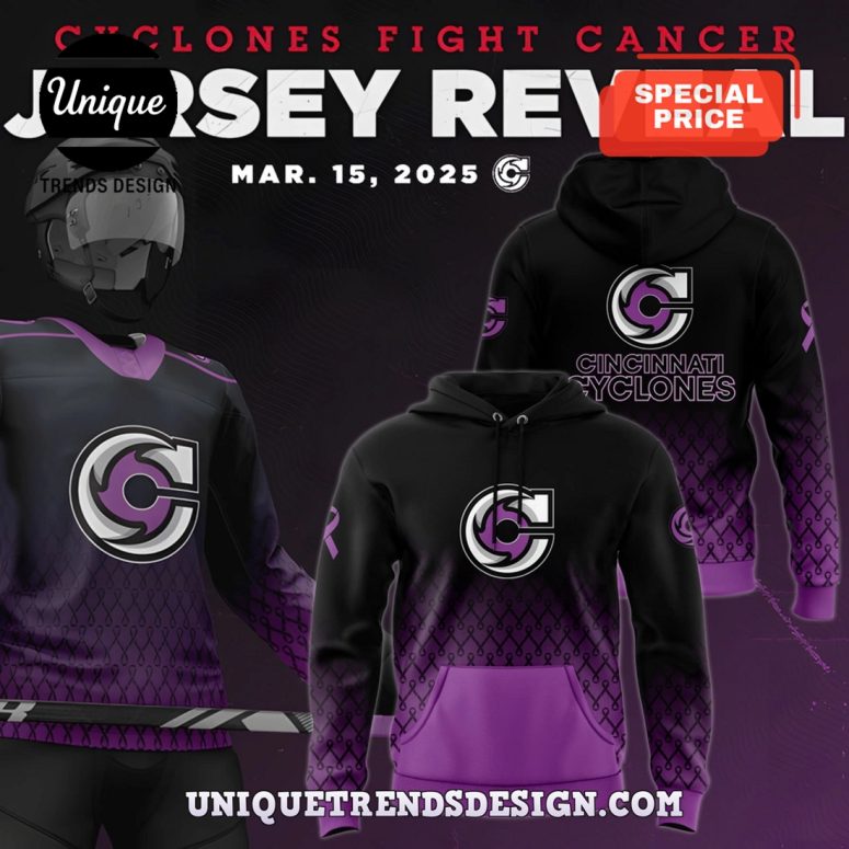 Cincinnati Cyclones 2025 Fight Cancer Jersey Hoodie And Cap