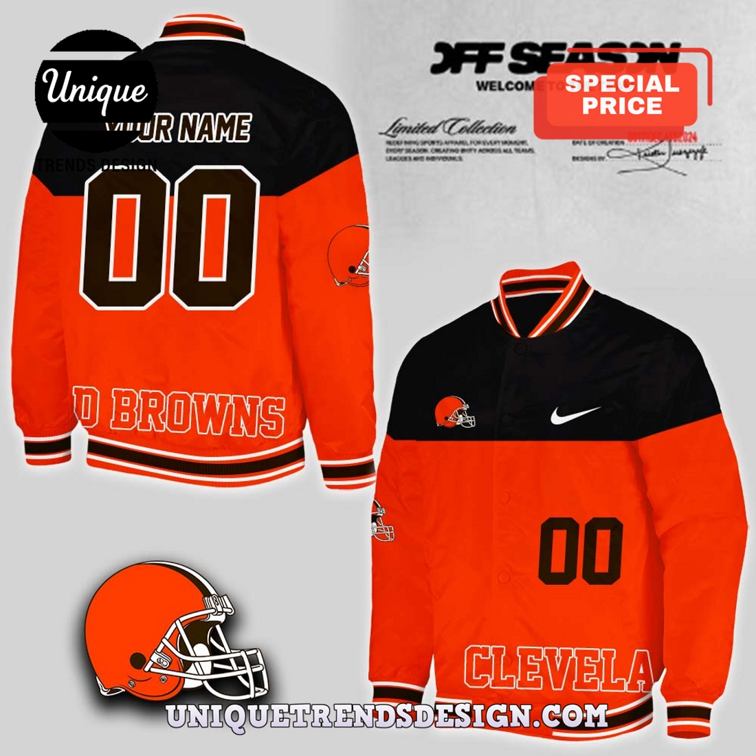 Cleveland Browns x Off Season 2025 Baseball Jacket Cleveland Browns x Off Season 2025 Baseball Jacket