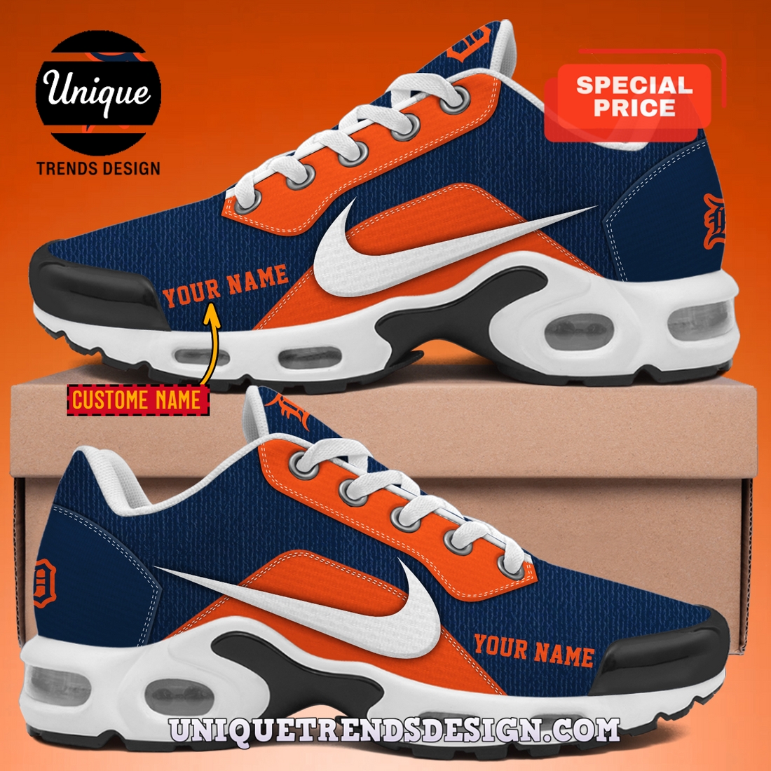 Custom Detroit Tigers 2025 Season Air Max Plus Shoes Custom Detroit Tigers 2025 Season Air Max Plus Shoes