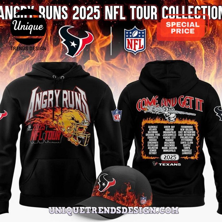 Houston Texans x Angry Runs 2025 Hoodie And Cap