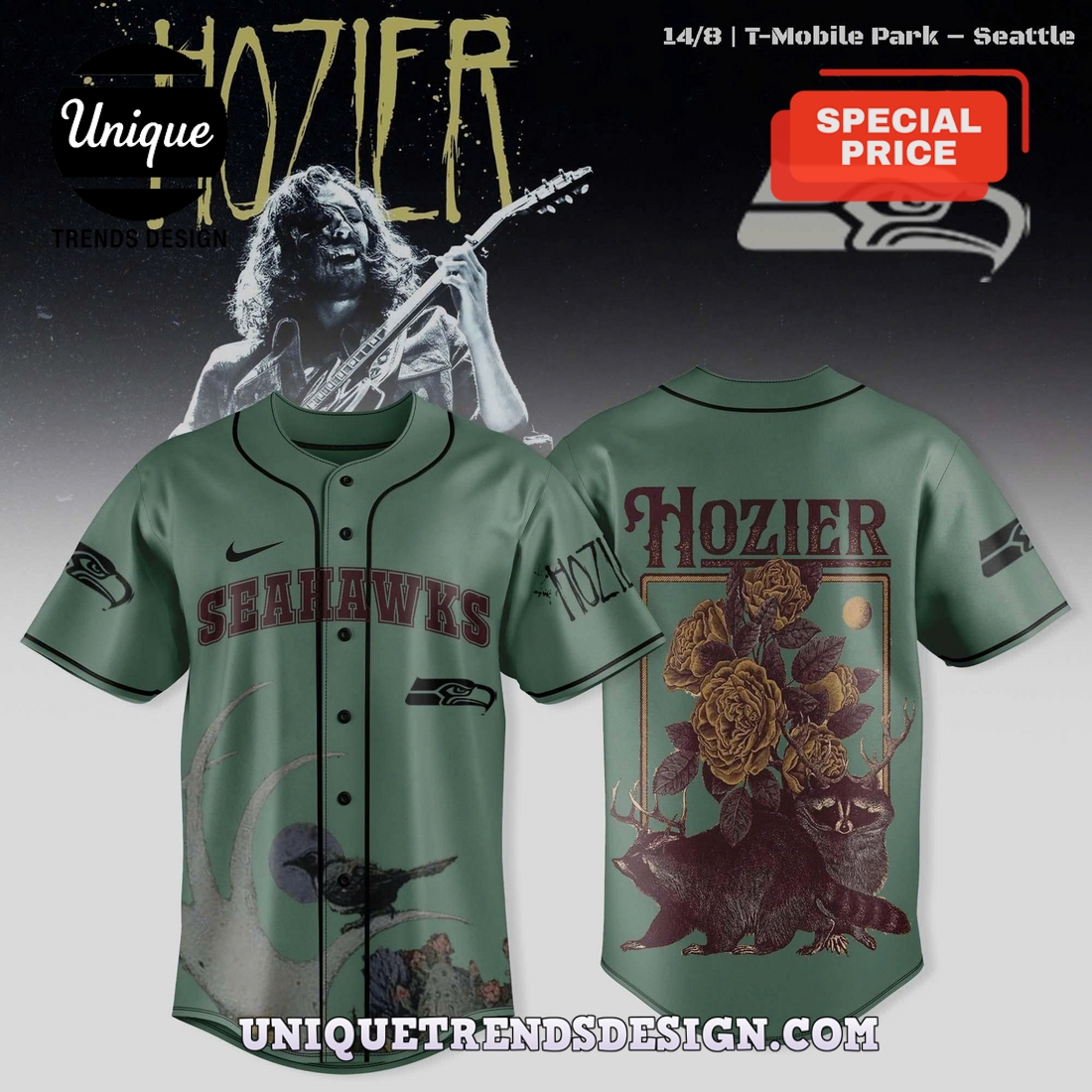 Seattle Seahawks x Hozier 2025 Unreal Unearth Tour Jersey Seattle Seahawks x Hozier 2025 Unreal Unearth Tour Jersey