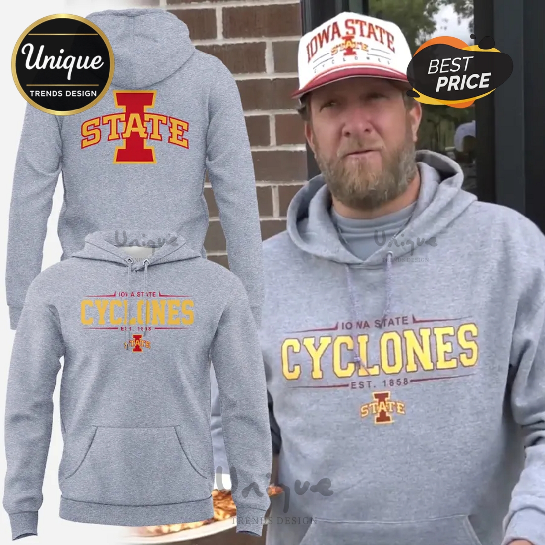 2025 Iowa State Cyclones Grey Uniform Hoodie 2025 Iowa State Cyclones Grey Uniform Hoodie