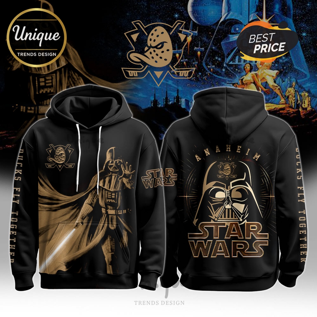 Anaheim Ducks The Sith Bolt Hoodie And Cap Anaheim Ducks The Sith Bolt Hoodie And Cap