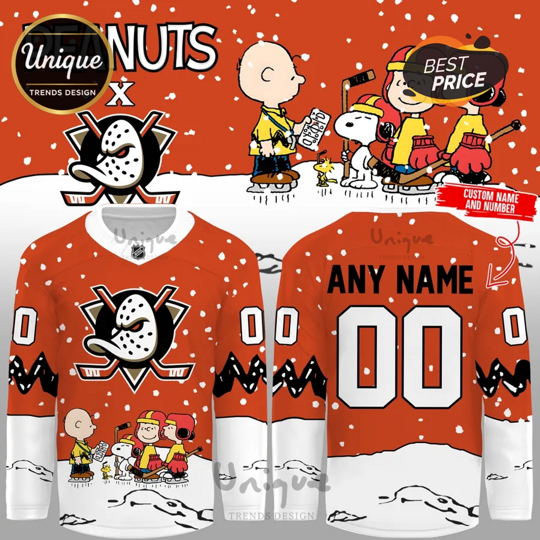 Anaheim Ducks x Snoopy Limited Edition Custom Hockey Jersey Anaheim Ducks x Snoopy Limited Edition Custom Hockey Jersey
