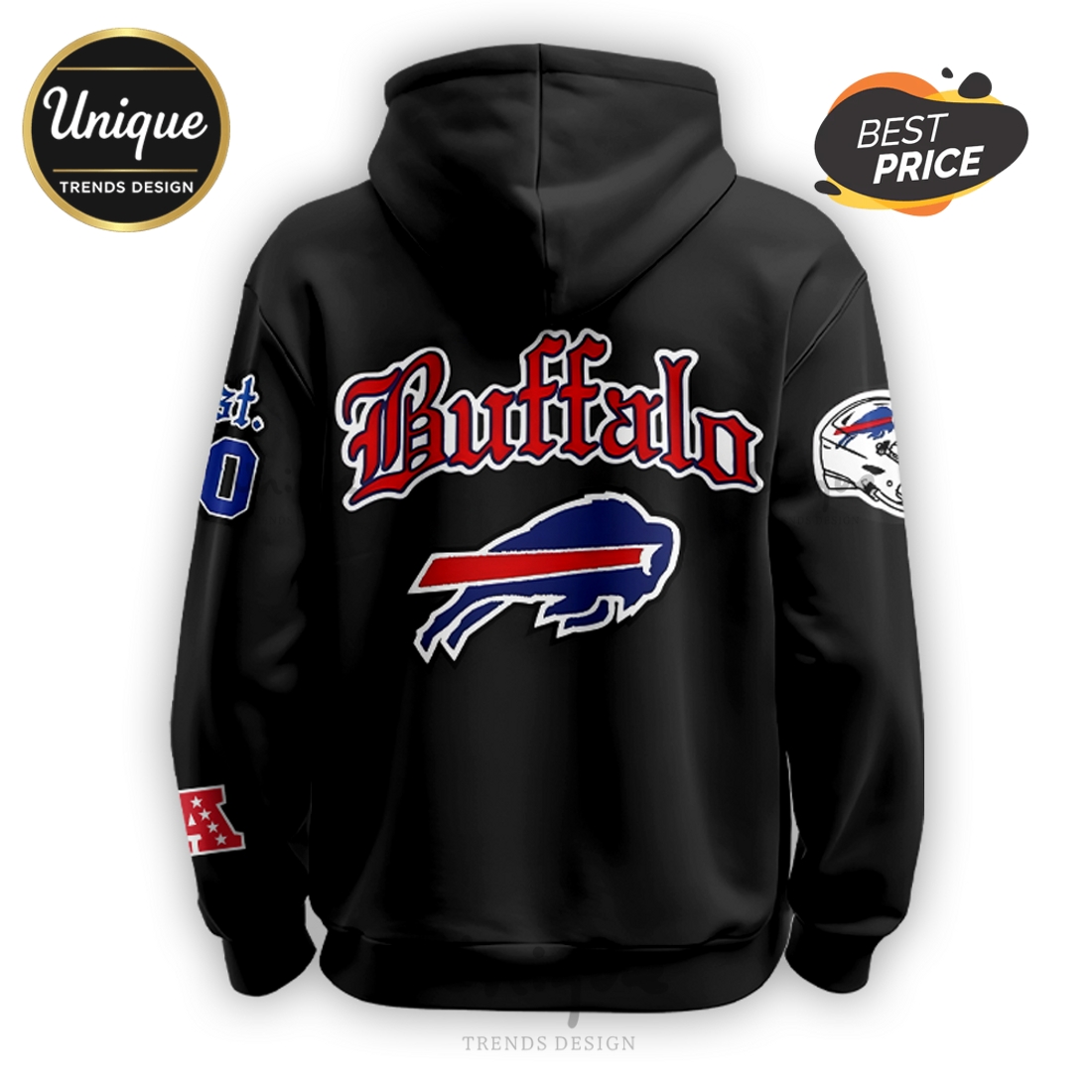 Buffalo Bills Vintage Black Old Hoodie And Cap Buffalo Bills Vintage Black Old Hoodie And Cap