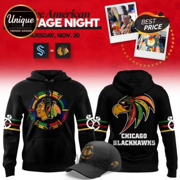 Chicago Blackhawks 2025 Native American Heritage Night Hoodie, Cap