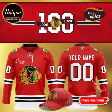 Chicago Blackhawks Centennial Anniversary Home Hockey Jersey