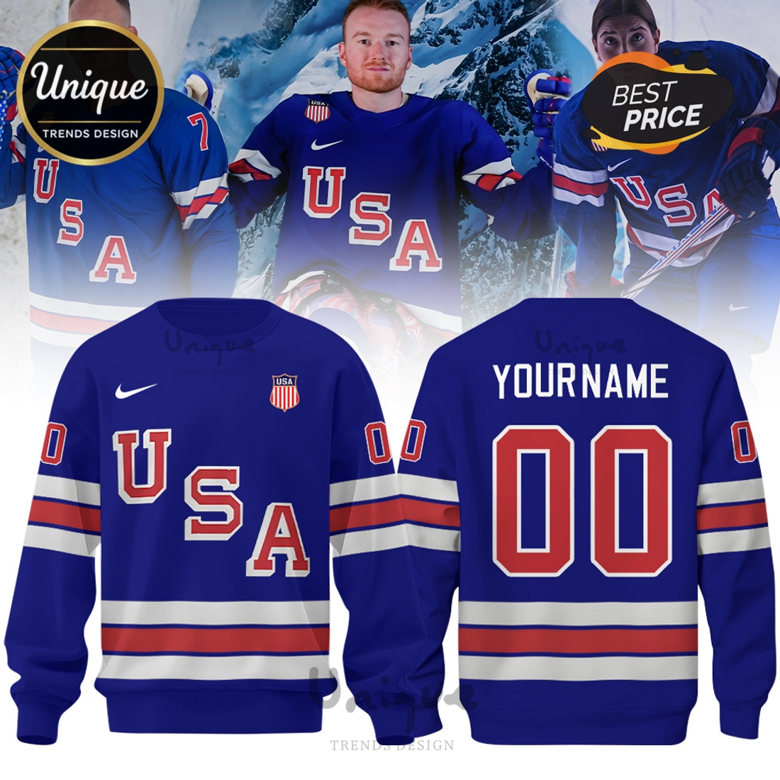 Custom Unisex USA Olympic 2026 Navy Hoodie Custom Unisex USA Olympic 2026 Navy Hoodie