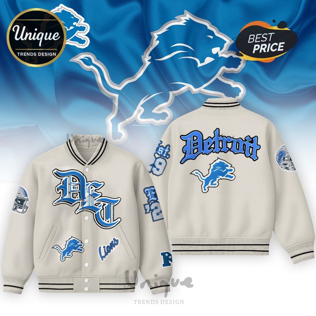 Detroit Lions Vintage Cream Old Varsity Jacket 2025 Detroit Lions Vintage Cream Old Varsity Jacket 2025