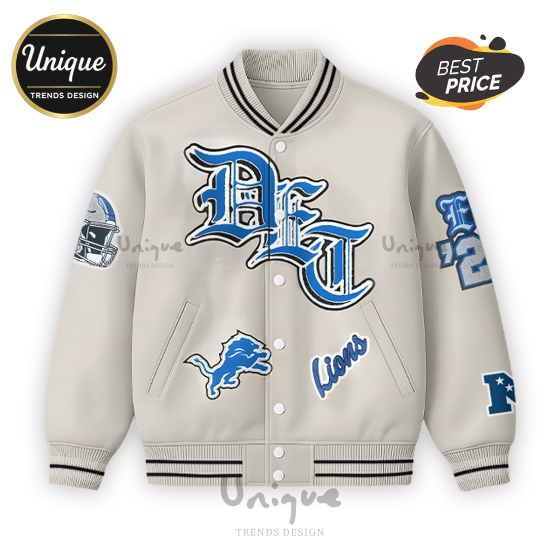Detroit Lions Vintage Cream Old Varsity Jacket 2025 Detroit Lions Vintage Cream Old Varsity Jacket 2025