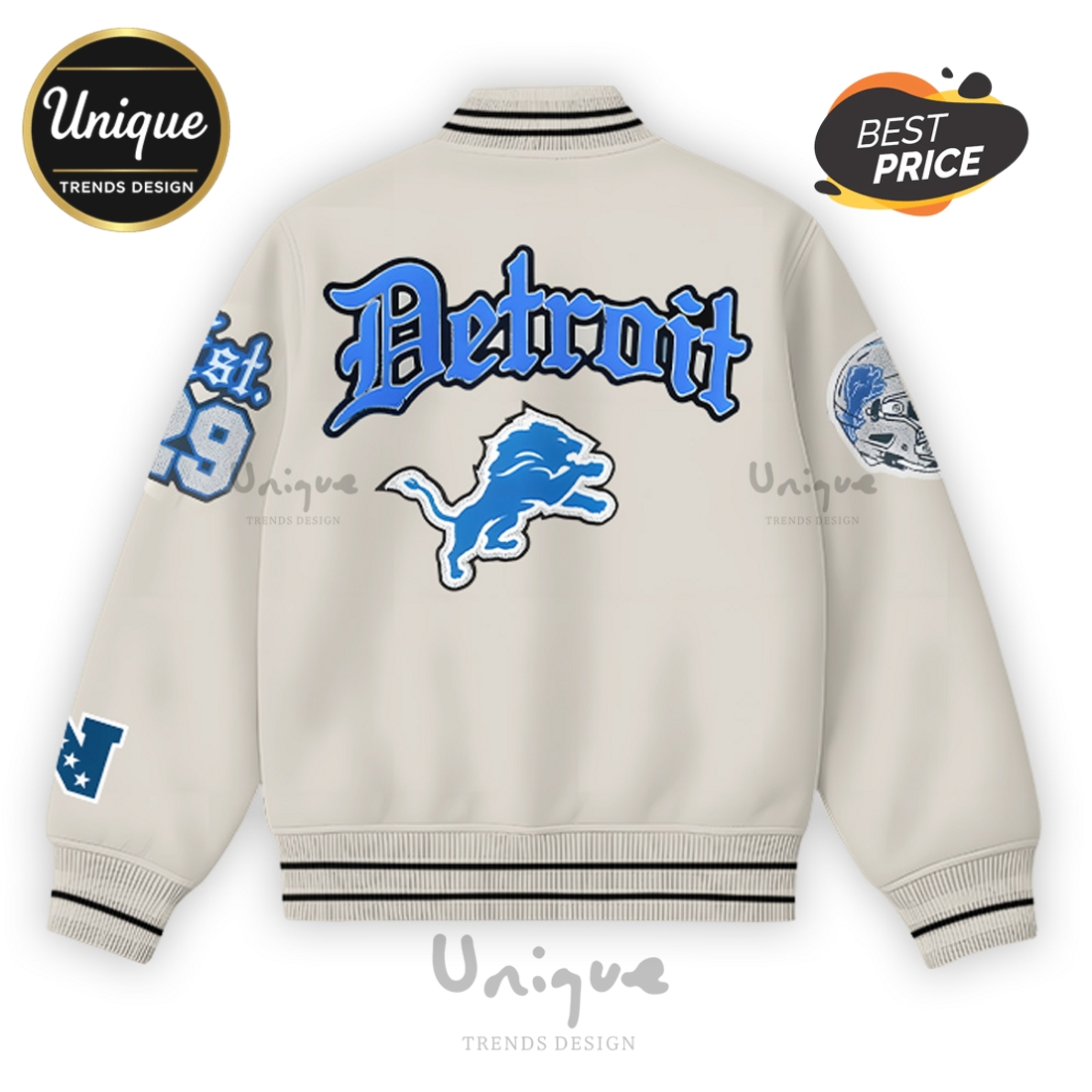 Detroit Lions Vintage Cream Old Varsity Jacket 2025 Detroit Lions Vintage Cream Old Varsity Jacket 2025