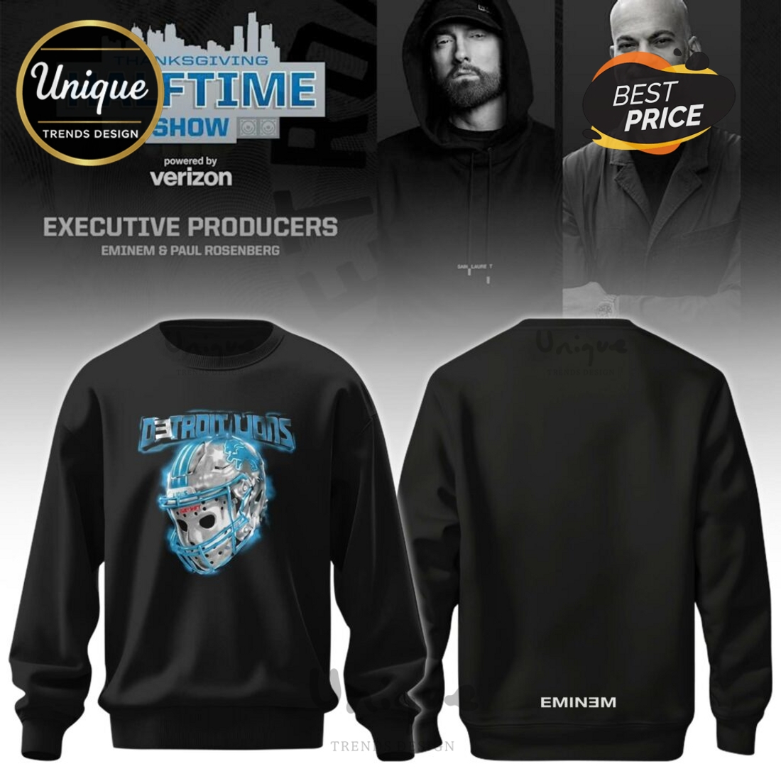 Detroit Lions x Emiem Thanksgiving Halftime Show Hoodie Detroit Lions x Emiem Thanksgiving Halftime Show Hoodie