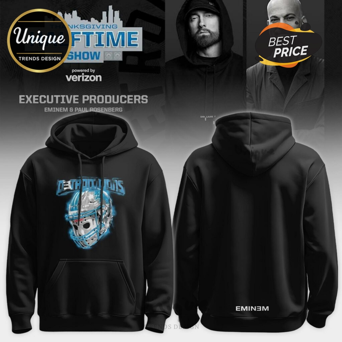 Detroit Lions x Emiem Thanksgiving Halftime Show Hoodie And Cap Detroit Lions x Emiem Thanksgiving Halftime Show Hoodie And Cap