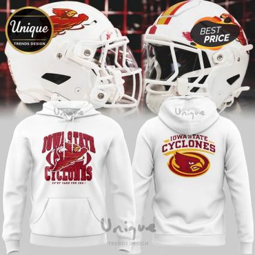 Iowa State Football Punching Cy 1995 Logo White Hoodie