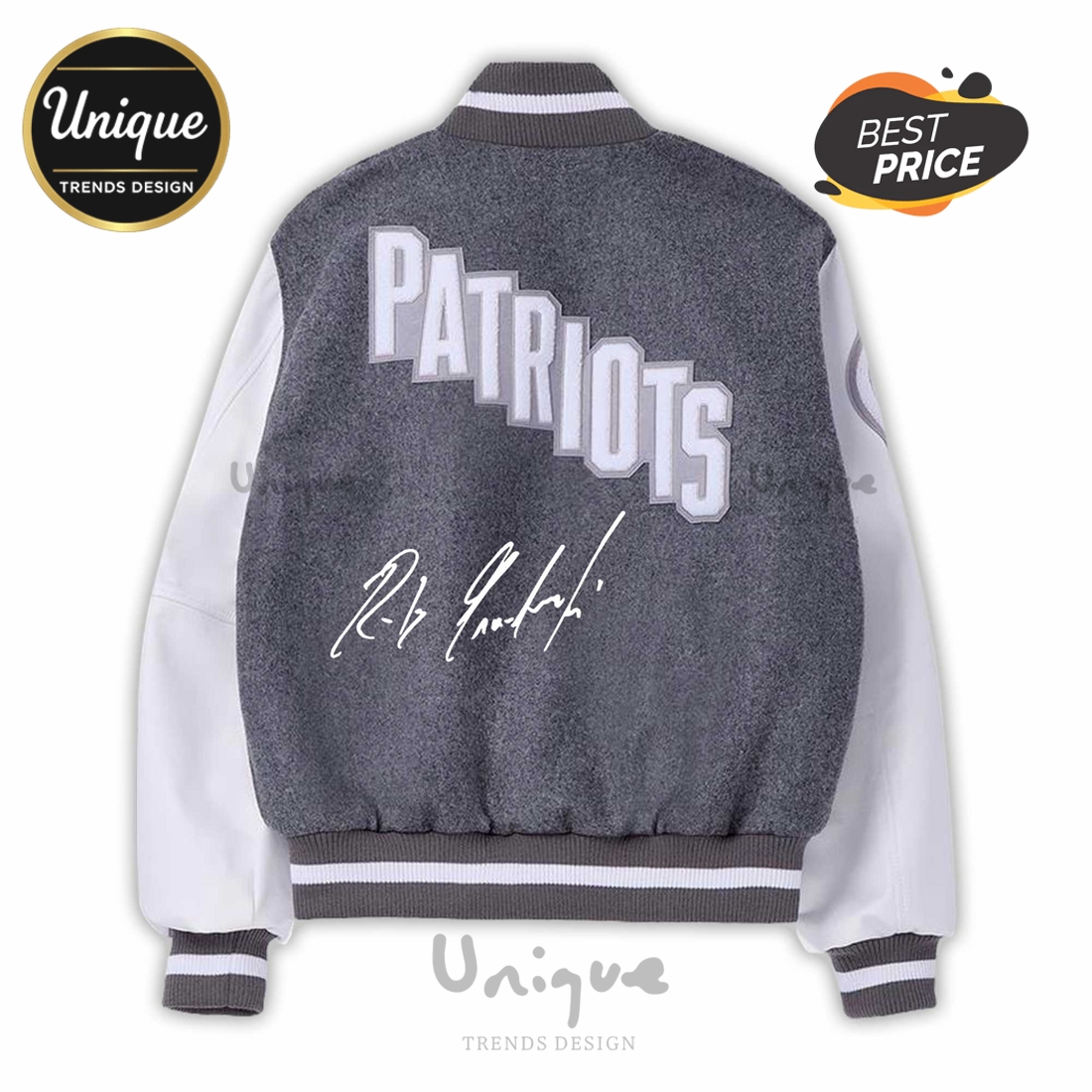 New England Patriots Classic Game Day Signatures Baseball Jacket New England Patriots Classic Game Day Signatures Baseball Jacket