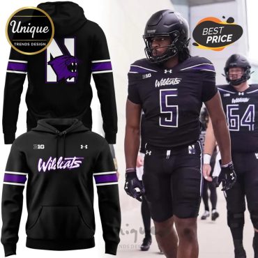 Northwestern Wildcats Football Throwback Black Hoodie